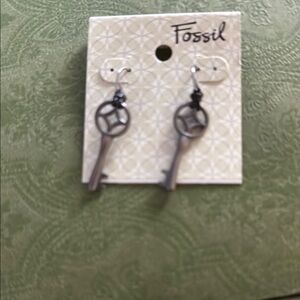 Fossil Silver Key Earrings
